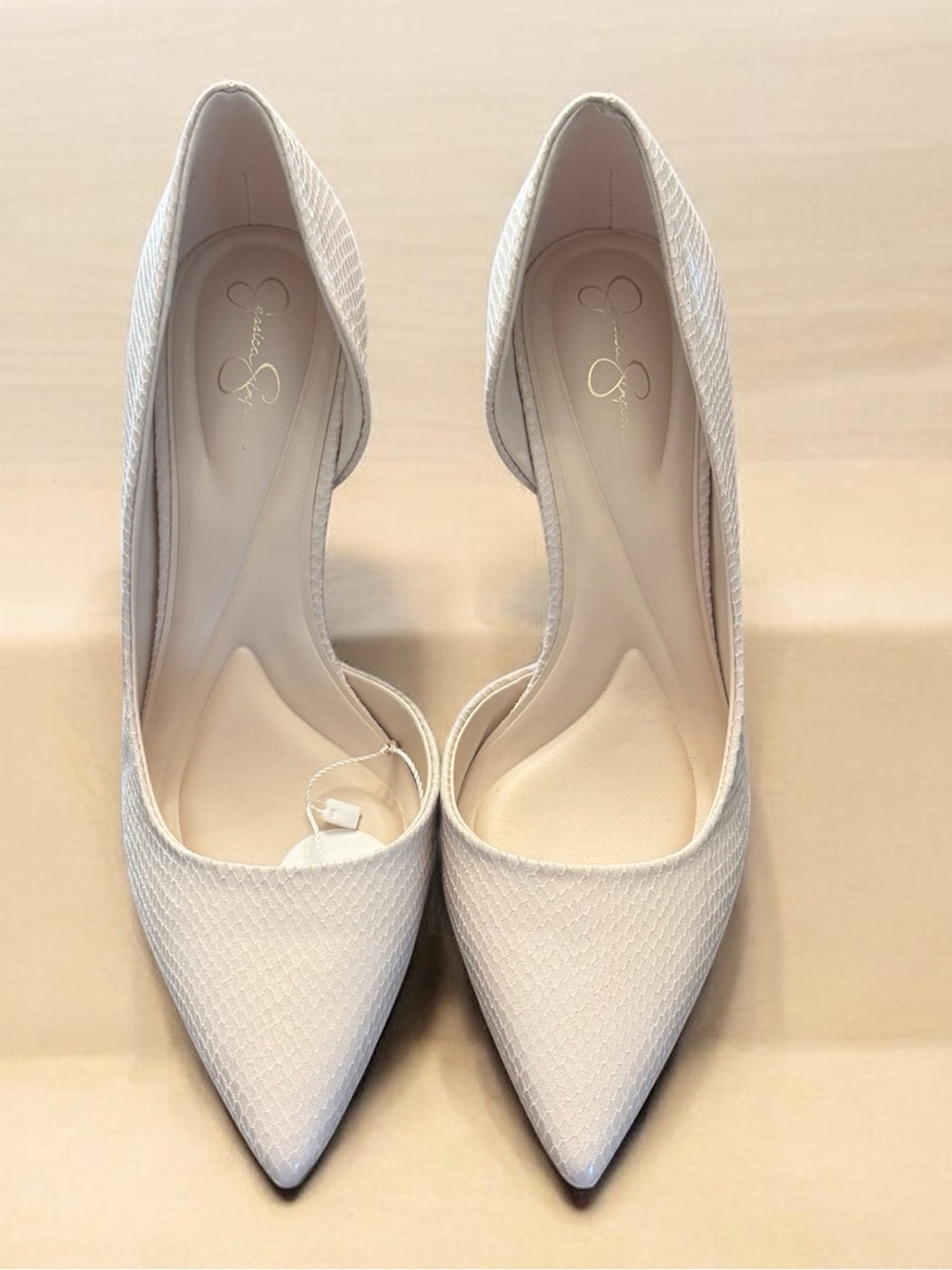Jessica Simpson Ivory Textured Pointed-Toe Stiletto Pumps - Picture 4 of 6